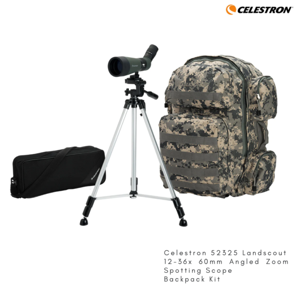 Celestron 52325 Landscout 12-36x 60mm Angled Zoom Spotting Scope Backpack Kit
